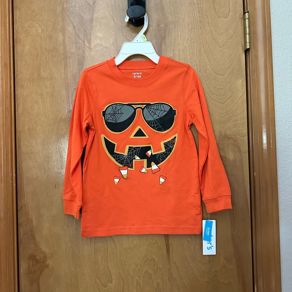 Carter's Bright Orange Glow in the Dark Pumpkin Long Sleeve Tee